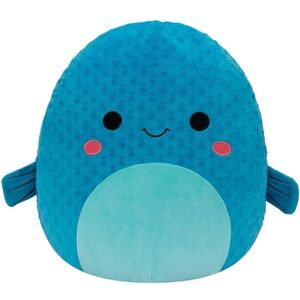 Squishmallows Official Jazwares 16-Inch Refalo Blue Pufferfish - Stuffie